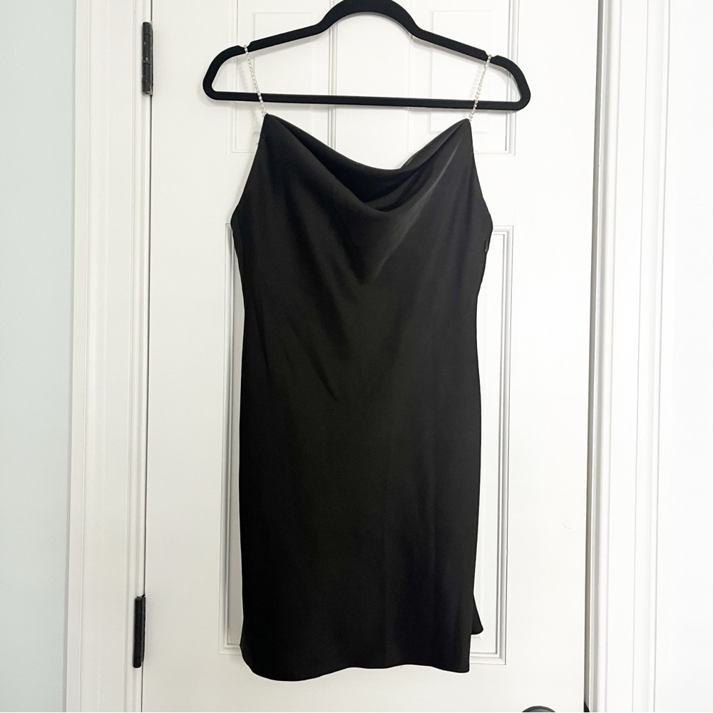 Aidan Mattox Black Mini Dress with Sequin Straps Size 2